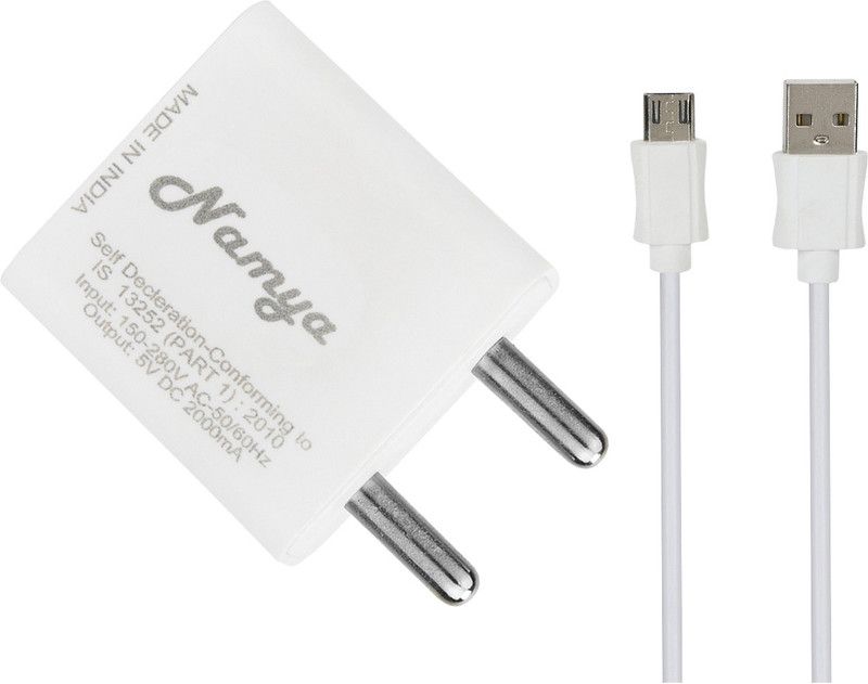 NAMYA 5 W NA 1 A Mobile 2A. FAST CHARGER &SYNC/DATA CABLE FOR HO__NOR MATE 9 LITE Charger with Detachable Cable  (White, Cable Included)