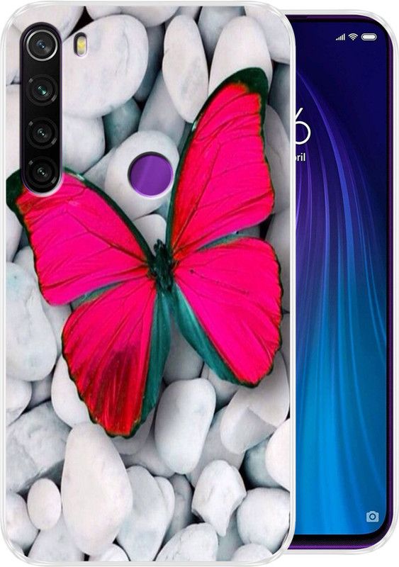 vipax Back Cover for Redmi Note 8  (White, Pink, Silicon, Pack of: 1)