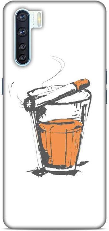 Printabulous Back Cover for Oppo F15  (White, Orange, Waterproof)