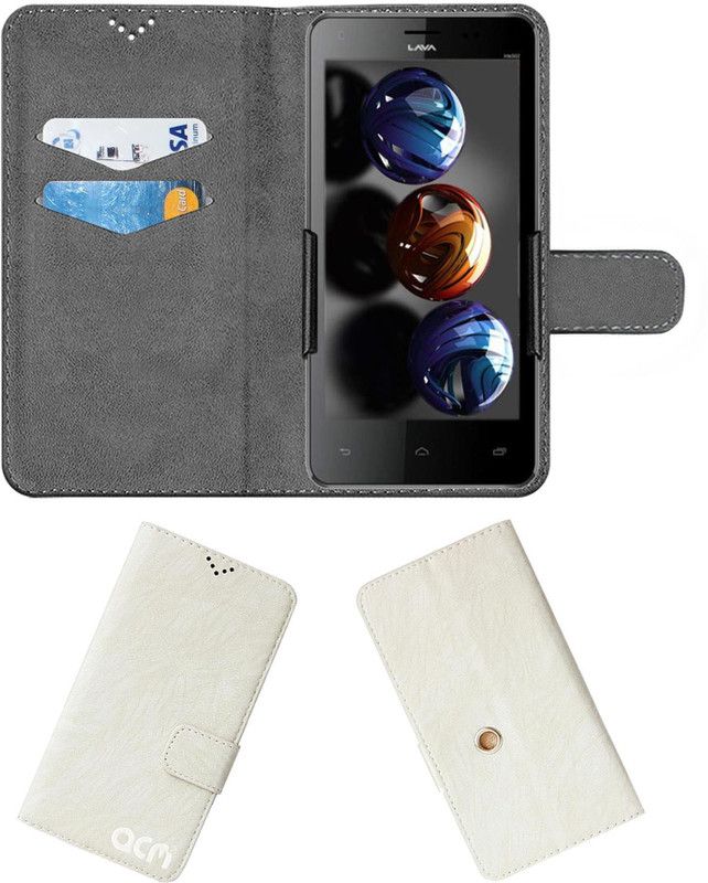 ACM Flip Cover for Lava Iris 502  (White, Cases with Holder, Pack of: 1)