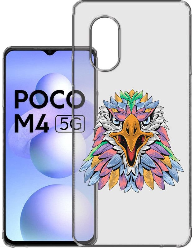 HANIRY Back Cover for Poco M4 5G, MZB0BRWIN back cover, EAGLE, Designer, PNG_27  (Multicolor, Flexible, Silicon, Pack of: 1)