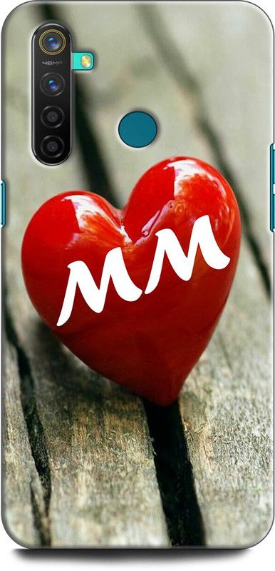 INDICRAFT Back Cover for Realme 5 Pro, RMX1971 M M, M LOVES M, M NAME, LETTER, ALPHABET, MM LOVE, HART, BLUE  (Multicolor, Shock Proof)