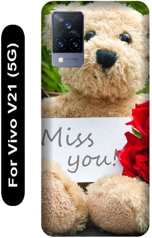 SSMORYA Back Cover for Vivo V21 5G, Teddy Bear Printed  (Multicolor, Hard Case, Pack of: 1)