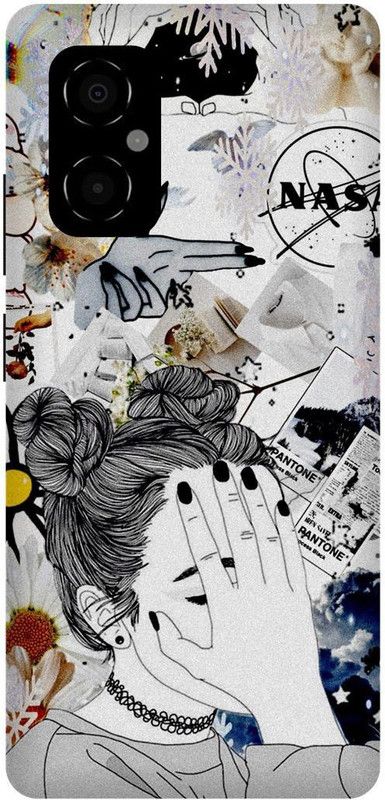 play fast Back Cover for POCO M4 5G, MZB0BRWIN, CUTE, GIRL, LOVELY, GIRL, SKETCH, ART  (White, Hard Case, Pack of: 1)