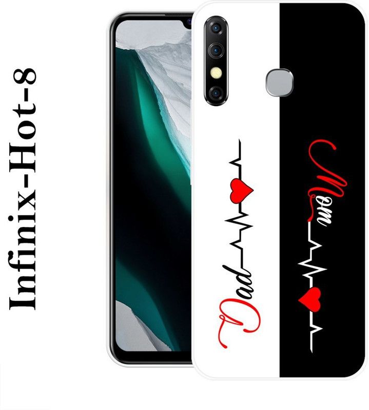 BAGRA Back Cover for Infinix Hot 8  (White, Black, Silicon)