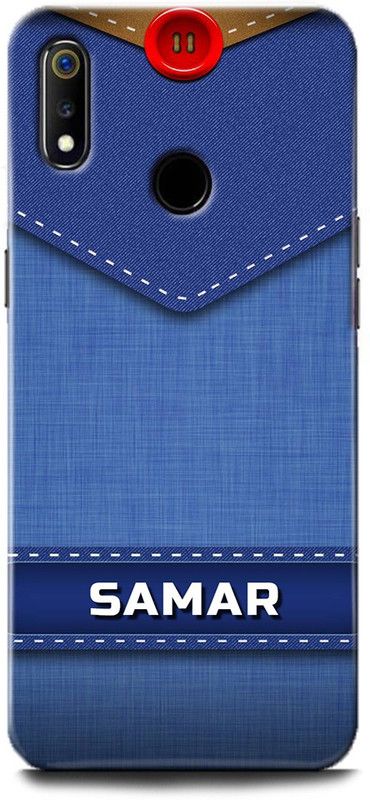 WallCraft Back Cover for Realme 3i, RMX1827 SAMAR NAME, S LETTER, BLUE, JEANS, ALPHABET, DESIGN  (Multicolor, Dual Protection, Pack of: 1)