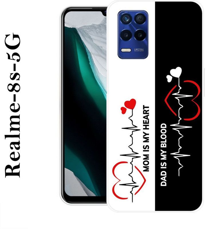 BAGRA Back Cover for Realme 8s 5G  (Black, White, Silicon)