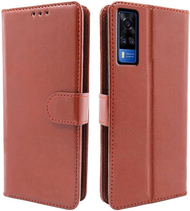 Frazil Flip Cover for Vivo Y31, Vivo Y31 2020, Vivo Y51A, VIVO Y51, Vivo Y51 2020, Vivo Y53s  (Brown, Cases with Holder)