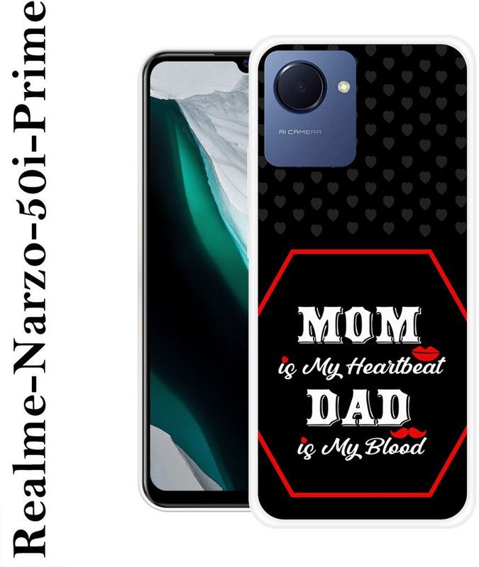 BAGRA Back Cover for Realme Narzo 50i Prime  (Black, White, Grip Case, Silicon)