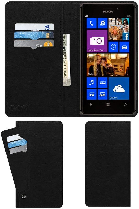 ACM Flip Cover for Nokia Lumia 925  (Black, Cases with Holder, Pack of: 1)