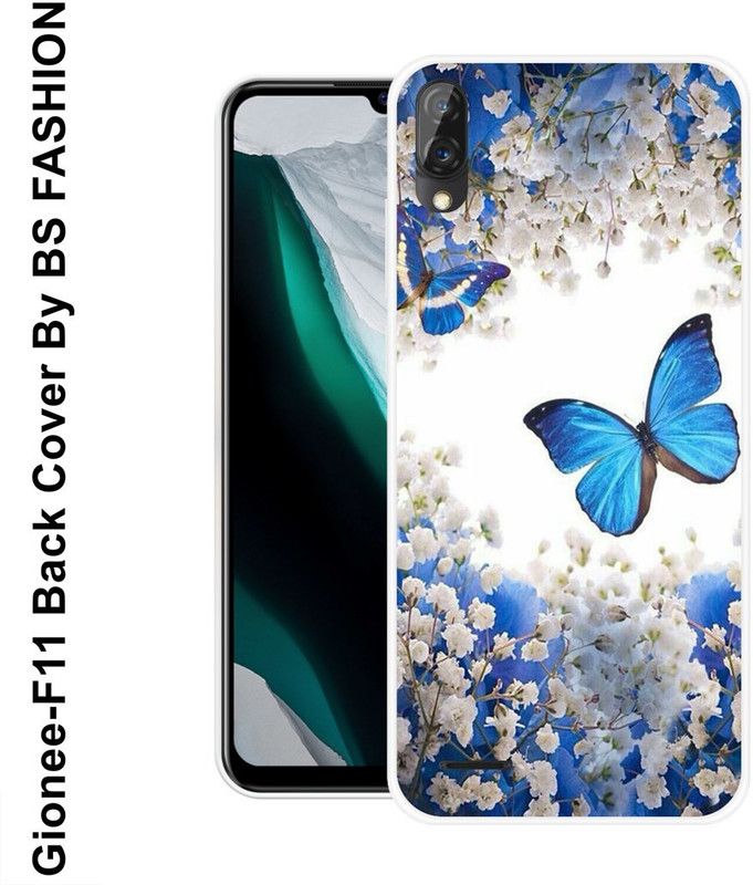 BSRAJ Back Cover for Gionee F11  (Blue, White, Silicon)