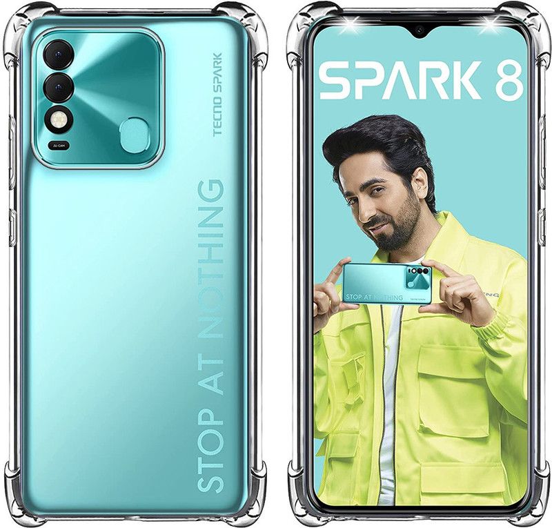 Difussy Back Cover for Tecno Spark 8  (Transparent, Shock Proof, Silicon, Pack of: 1)