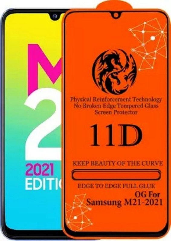 9H Edge To Edge Tempered Glass for Samsung Galaxy M21 (2021) Edition-Premium_11D  (Pack of 1)