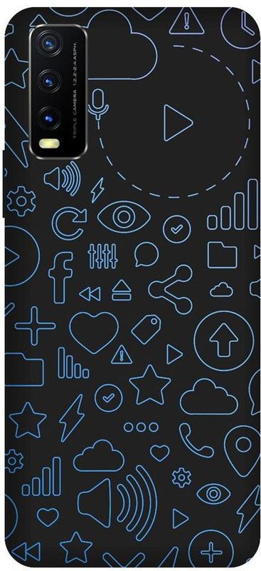 URCHIN Back Cover for Vivo Y20G facebook,cross,plus,minus,abstract,dark,star,heart,whatsapp,twitter,instagram  (Multicolor, Shock Proof, Pack of: 1)