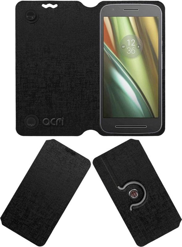 ACM Flip Cover for Motorola Moto E3 Power  (Black, Cases with Holder, Pack of: 1)