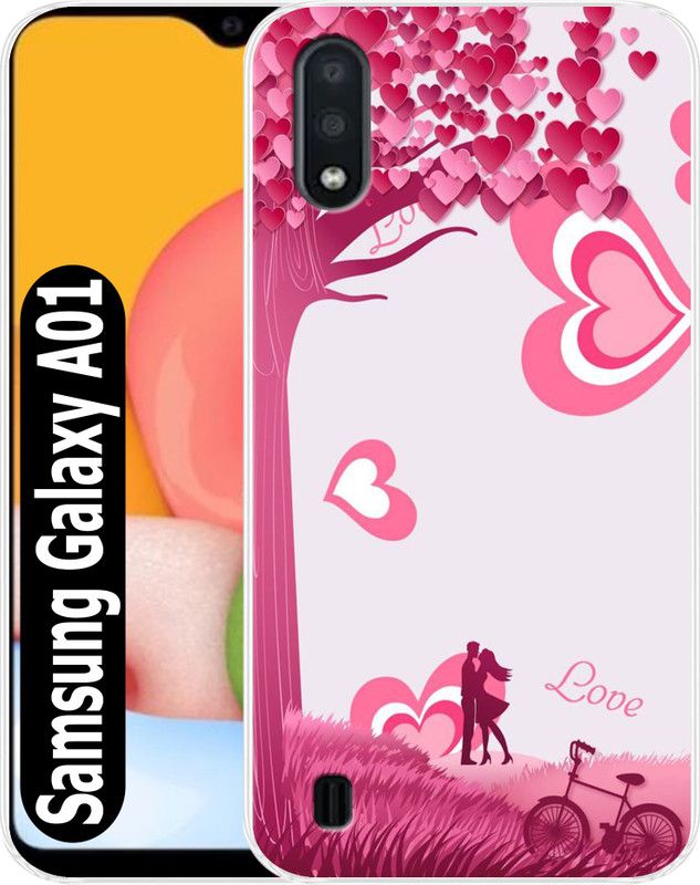 Cooltrend Back Cover for Samsung Galaxy A01  (Pink, White, Flexible, Silicon, Pack of: 1)