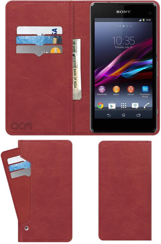 ACM Flip Cover for Sony Xperia Z1 Compact  (Pink, Cases with Holder, Pack of: 1)