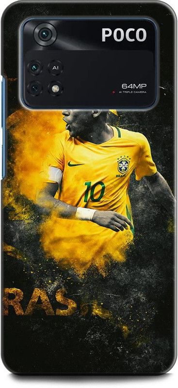 INDICRAFT Back Cover for POCO M4 Pro NEYMAR, JR, BRAZIL, FOOTBALL, SPORTS  (Multicolor, Shock Proof, Pack of: 1)