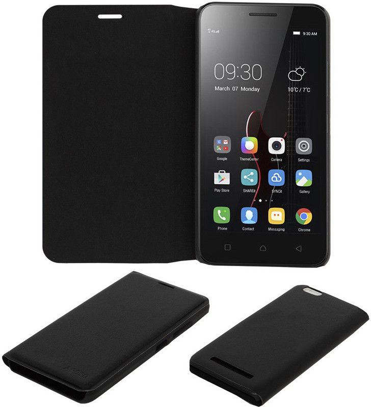 ACM Flip Cover for Lenovo Vibe C Flip Case  (Black, Pack of: 1)
