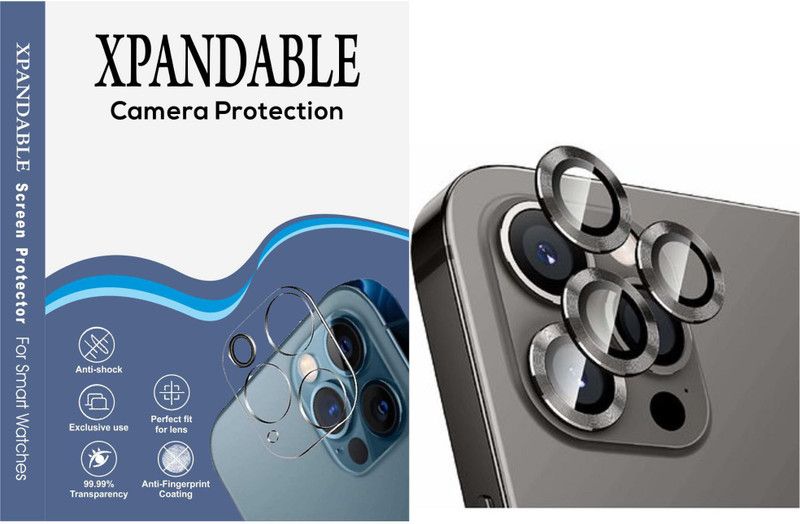 XPANDABLE Back Camera Lens Ring Guard Protector for Iphone 12 pro max (Black)  (Pack of: 3)