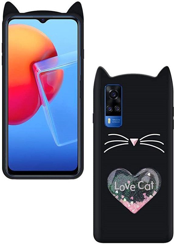 A3sprime Back Cover for vivo Y51A, [Soft Silicon 3D Heart Love Cat Shaped Case Cover]  (Black, Shock Proof, Silicon, Pack of: 1)
