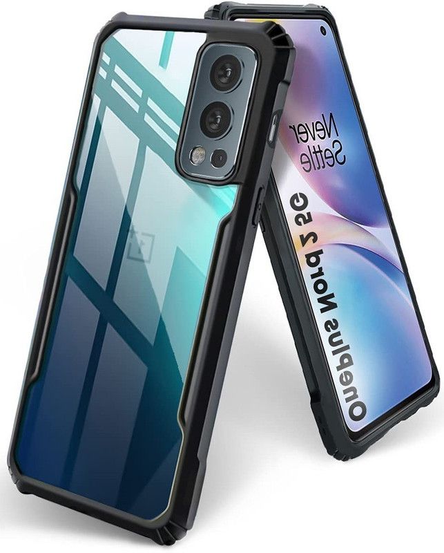 CELLCAMPUS Back Cover for OnePlus Nord 2, 5G  (Black, Transparent, Grip Case, Pack of: 1)
