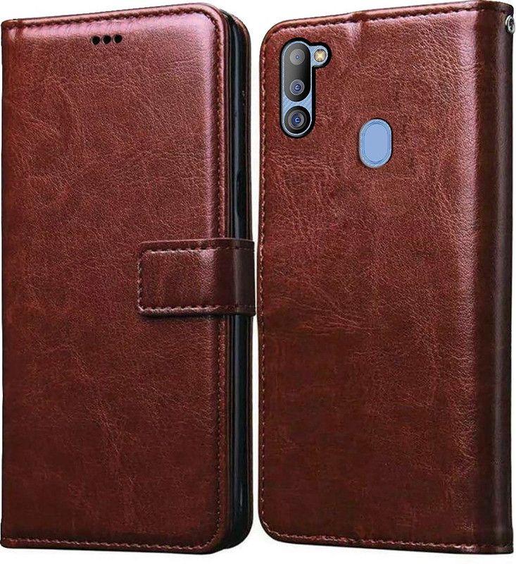 Casotec Flip Cover for Samsung Galaxy M21 2021 Edition Leather Flip Cover  (Brown, Pack of: 1)