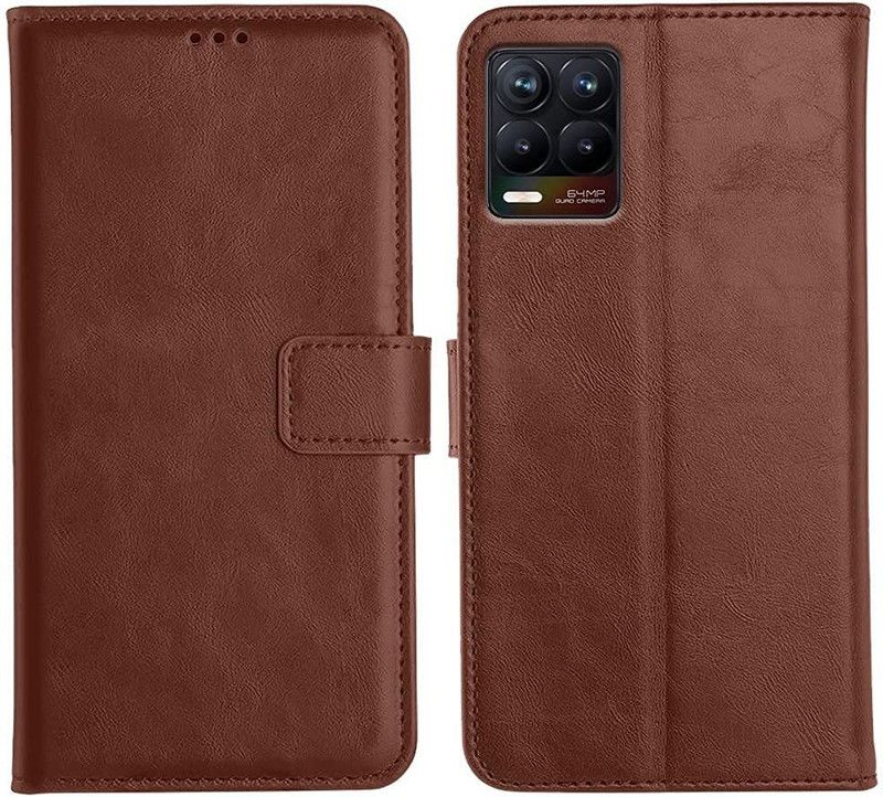 ONCRAVES Flip Cover for Realme 8 Pro (Brown, Cases with Holder)  (Brown, Dual Protection, Pack of: 1)