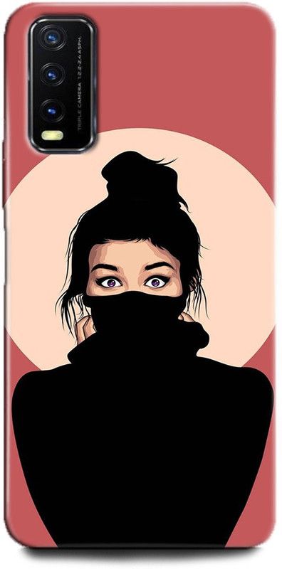 INDICRAFT Back Cover for Vivo Y12G, V2068 GIRL, WOMEN ARTWORK, MINIMAL, ANIME, PRETTY  (Multicolor, Dual Protection)