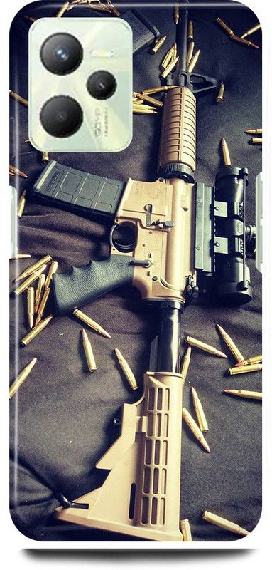 play fast Back Cover for Realme C35, RMX3511 GUN, RIFFLE, M416, BULLETS, BANDOOK  (Grey, Hard Case, Pack of: 1)