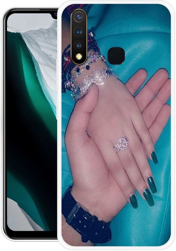 BAILAN Back Cover for Vivo Y19  (Blue, Beige, Grip Case, Silicon)