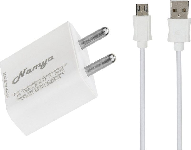 NAMYA 5 W NA 1 A Mobile 2A. FAST CHARGER &SYNC/DATA CABLE FOR L__YF WIND 5 Charger with Detachable Cable  (White, Cable Included)