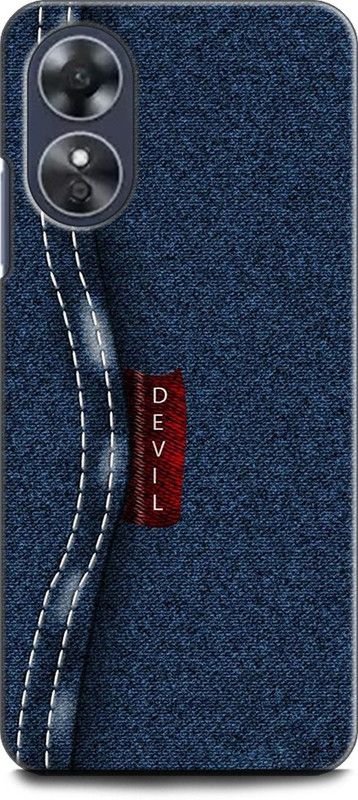WallCraft Back Cover for OPPO A17, CPH2477 JEANS, DEVIL, BLUE JEANS, TEXTURE, FABRIC, PATTERN  (Multicolor, Dual Protection, Pack of: 1)