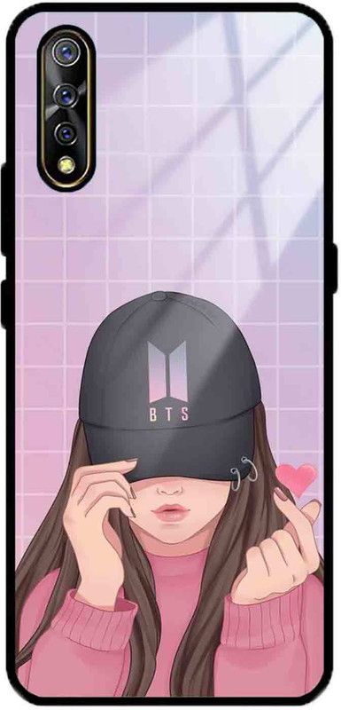 NDCOM Back Cover for VIVO Z1x Cap Girl Printed Glass Case  (Multicolor, Grip Case, Pack of: 1)