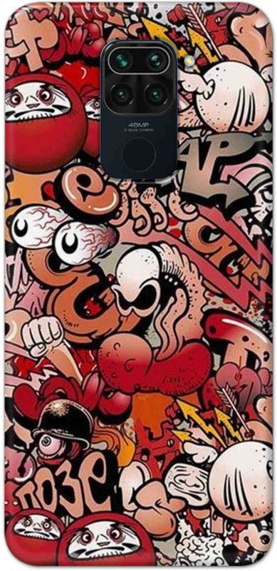 NDCOM Back Cover for Redmi Note 9 Graffiti Cartoon Printed  (Multicolor, Hard Case, Pack of: 1)