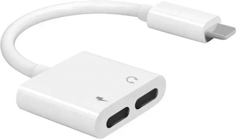 SANNO WORLD White Double Ports Splitter, Headphone Audio & Charging Adapter Compatible with iPhone Phone Converter  (iOS)