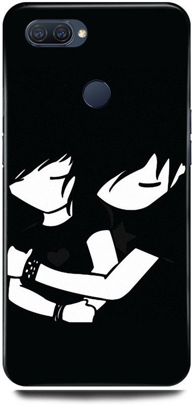 FRONK Back Cover for OPPO A7, CPH1901, COUPLE, LOVE, HUGG, BLACK, SHADE  (Black, Hard Case, Pack of: 1)