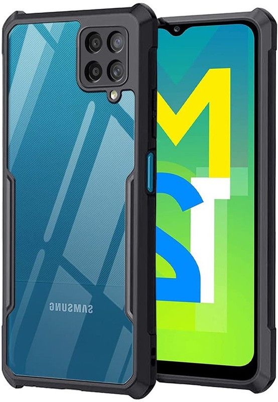 Phone Back Cover Back Cover for Samsung M32, Galaxy M32  (Black, Transparent, Grip Case, Pack of: 1)