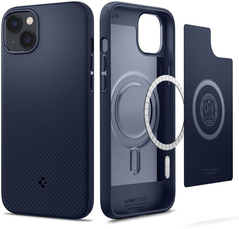 Spigen Mag Armor Magfit Back Cover for iPhone 14 Plus  (Blue, Shock Proof, Pack of: 1)