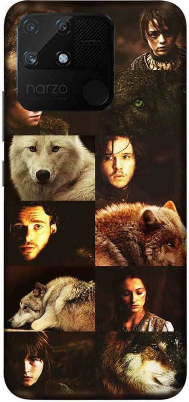 NDCOM Back Cover for Realme Narzo 50A Stark children and their Dire Wolves Printed  (Multicolor, Hard Case, Pack of: 1)