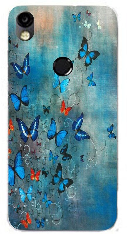 Golden Mask Back Cover for Tecno Camon i blue butterflys  (Multicolor, Waterproof, Silicon, Pack of: 1)
