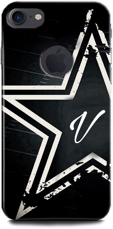 INDICRAFT Back Cover for Apple iPhone 7 V, V LETTER, STAR, BLACK, ALPHABET  (Multicolor, Hard Case, Pack of: 1)
