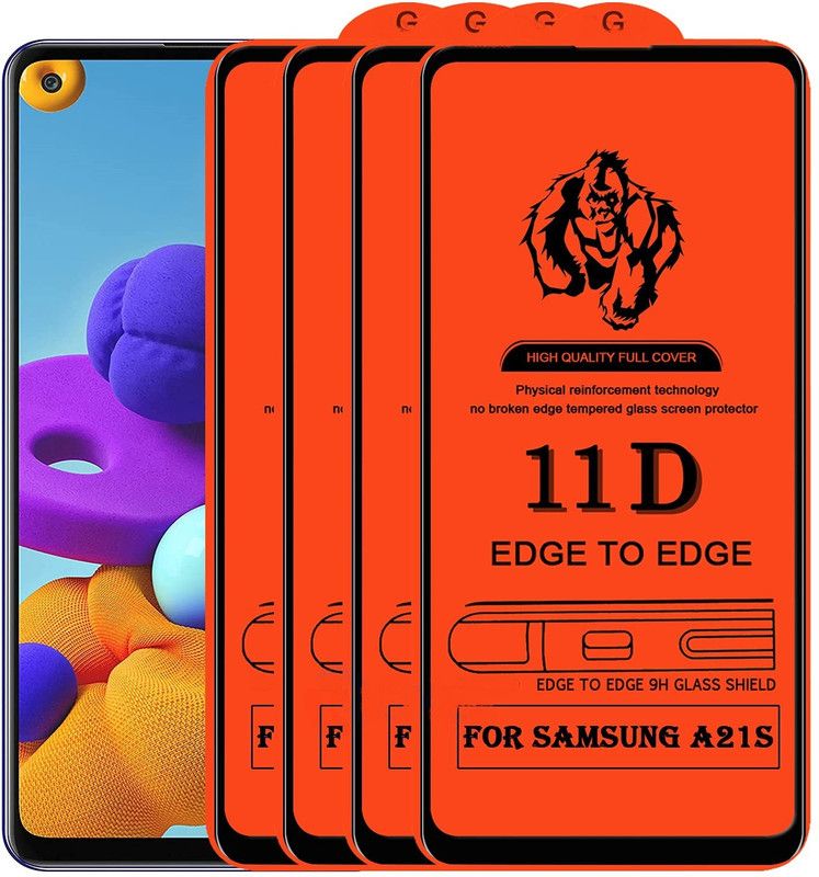1DOLLAR Edge To Edge Tempered Glass for Samsung Galaxy A21S(Packof 4)  (Pack of 4)