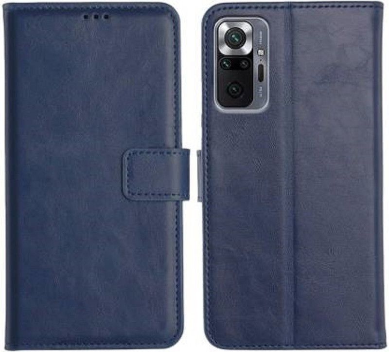 GoPerfect Flip Cover for Xiaomi Redmi Note 10 Pro Max |Shock Proof Flip Cover| Card Pockets Wallet & Stand  (Blue, Dual Protection, Pack of: 1)