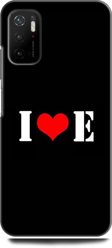 Wall Art Back Cover for POCO M3 Pro 5G E, I LOVES E, NAME, LETTER, ALPHABET, IE LOVE, HART  (Multicolor, Dual Protection, Pack of: 1)