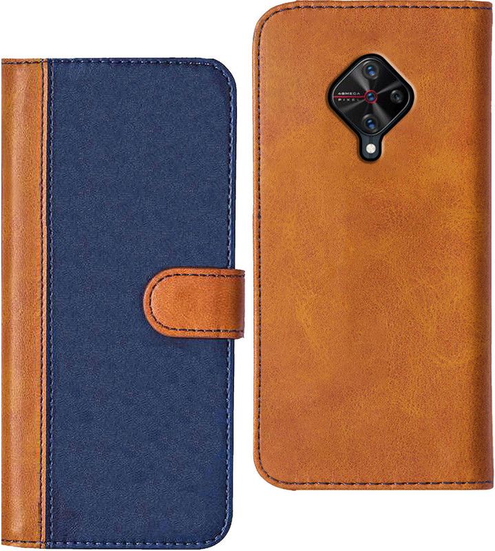 Flipkart SmartBuy Flip Cover for vivo S1 Pro  (Blue, Brown, Dual Protection, Pack of: 1)