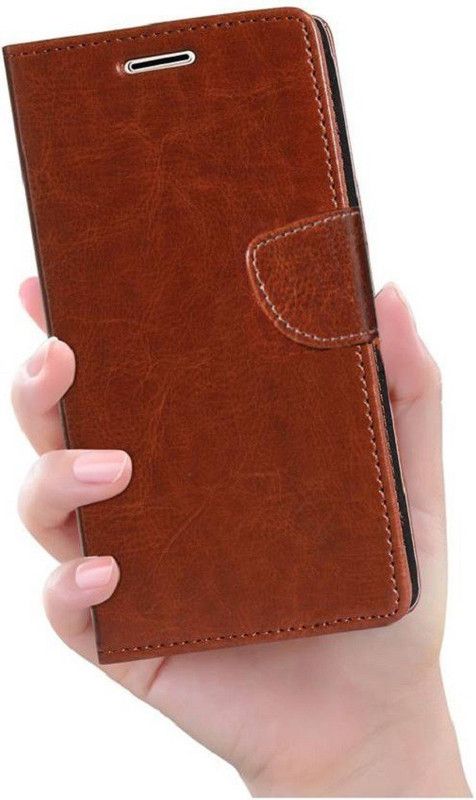 FARMAISH Wallet Case Cover for Vivo Y19  (Brown, Shock Proof, Pack of: 1)