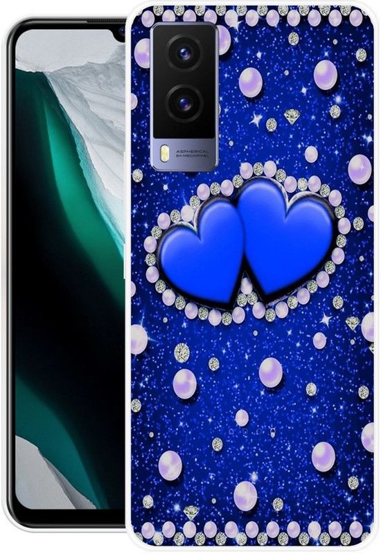 DESILOVE Back Cover for Vivo V21e 5G  (Blue, White, Grip Case, Silicon)