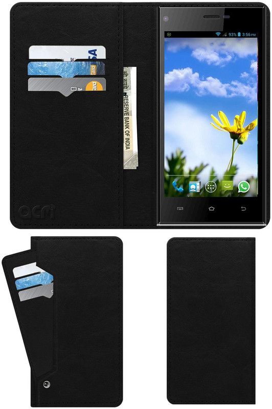 ACM Flip Cover for Digimac Vivo 3x  (Black, Cases with Holder, Pack of: 1)