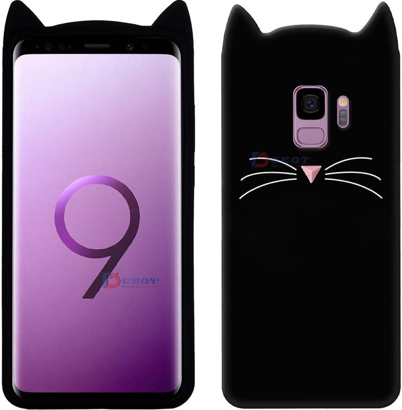Dgeot Back Cover for Samsung Galaxy S9 Mustache Meow Soft Silicone Cute 3D Cartoon Cat Ear Kitty ♥Black♥  (Black, Shock Proof, Pack of: 1)